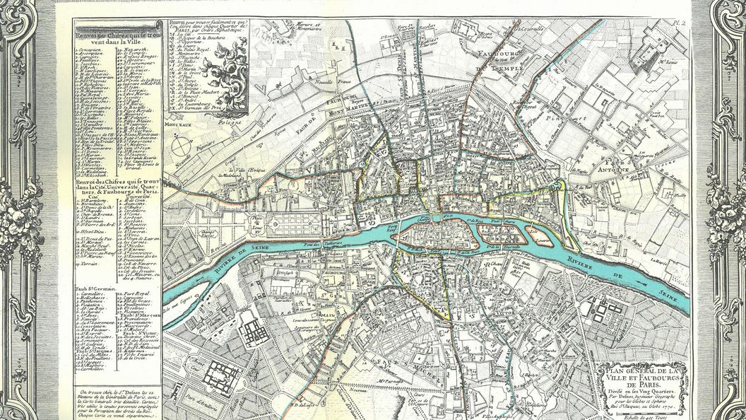 Foto: Nicolai´sche Sammlung Karte von Paris aus dem Jahr 1770