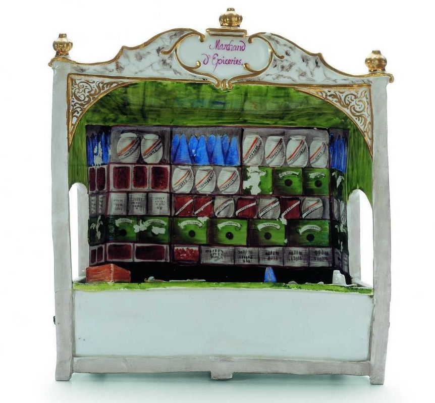 Boutique eines Feinkosthändlers, Ludwigsburger Porzellan, Keramikmuseum im Residenzschloss Ludwigsburg